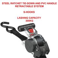 Masterlock Set of 2 retractable ratchet tie downs with S hooks 3m - colour : blac - 3238EURDAT - thumbnail