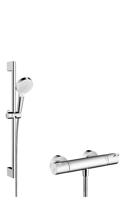 Hansgrohe Crometta thermostatische doucheset 15cm met 2 straalsoorten wit/chroom - thumbnail