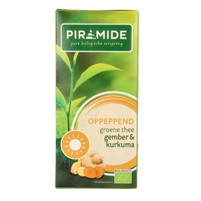 Oppeppend groene thee gember & curcuma bio 20 Zakjes