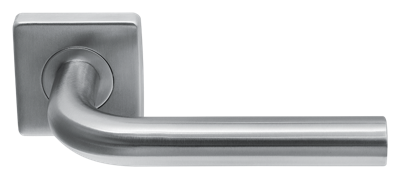 Deurklink Trevo rvs basis op vierkant rozet geveerd Deurklink Trevo rvs basis op vierkant rozet geveerd