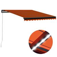 Luifel handmatig uittrekbaar met LED 300x250 cm oranje en bruin - thumbnail