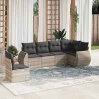6-delige Loungeset met kussens poly rattan lichtgrijs - thumbnail