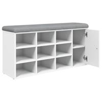 Schoenenbank 102x32x50 cm bewerkt hout wit - thumbnail