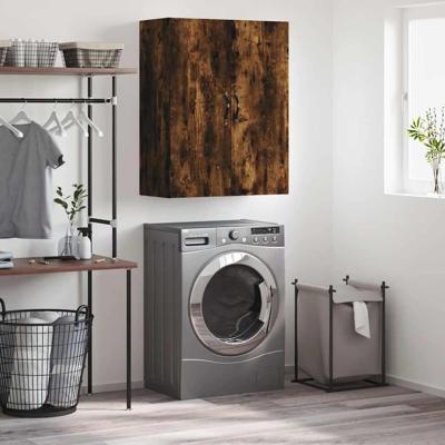 Wandkast 69,5x34x90 cm bewerkt hout gerookt eikenkleurig