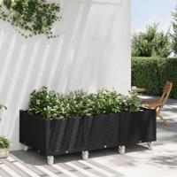 Plantenbak met wielen 150x80x54 cm polypropeen zwart - thumbnail