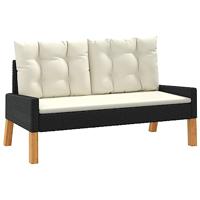 4-delige Loungeset met kussens poly rattan en massief hout - thumbnail