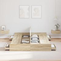 Opbergbedframe met lade Sonoma eiken 140 x 200 cm Bewerkt hout - thumbnail