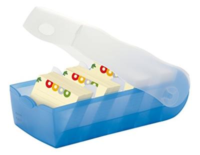 HAN CROCO 997-643 Kaartenbak Blauw, Doorschijnend Aantal kaarten (max.): 900 kaarten DIN A7 liggend Incl. 100 gelinieerd
