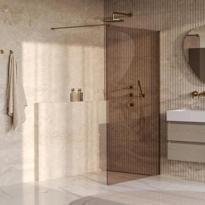 BRAUER Oblivion inloopdouche brons glas 120x200 incl. glascoating PVD goud geborsteld BRAUER Oblivion inloopdouche brons glas 120x200 incl. glascoating PVD goud geborsteld