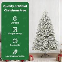 Kunstkerstboom met 300 LED Groen en Wit 210 cm PVC en Metaal - thumbnail