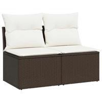 2-delige Loungeset met kussens poly rattan acacia bruin - thumbnail