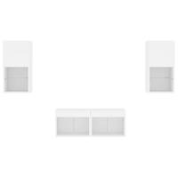 4-delige tv-wandmeubelset met LED-verlichting wit - thumbnail