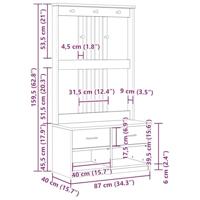 Halboom SANDENS 87x40x159,5 cm massief grenenhout - thumbnail