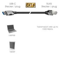 Maxtrack USB 3.2 Gen 1 (USB 3.0) / RJ45 Netwerk Adapter CAT 6 [1x USB 3.0 - 1x RJ45-stekker] 5 m Zwart - thumbnail