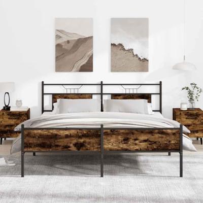 Bedframe zonder matras metaal gerookt eikenkleurig 160x200 cm