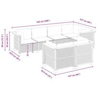 7-delige Loungeset met kussens poly rattan beige - thumbnail