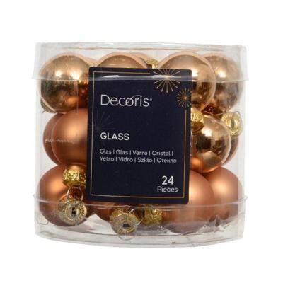 Kerstballen glas d2,5 cm brandy 24 st Decoris - Decoris