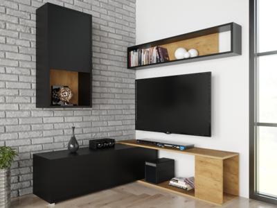 Tv-meubel set KEO met hoek wotan eik/zwart