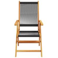 Tuinstoelen 8 st verstelbaar massief acaciahout zwart - thumbnail