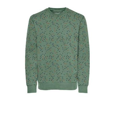 ONLY & SONS sweater ONSFLETCH met all over print groen ONLY & SONS sweater ONSFLETCH met all over print groen