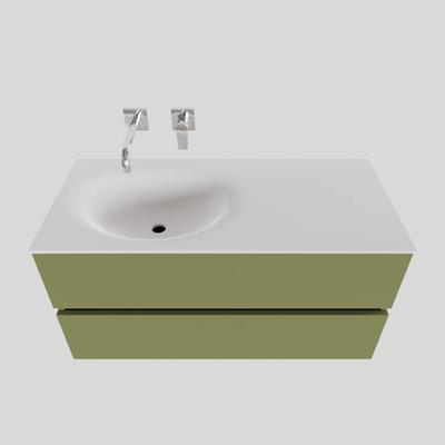 Badkamermeubel Solid Surface BWS Stockholm 100x46 cm Links Mat Groen (zonder kraangat)
