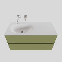 Badkamermeubel Solid Surface BWS Stockholm 100x46 cm Links Mat Groen (zonder kraangat) - thumbnail