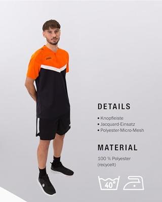 JAKO 6324 Polo Iconic - Zwart/Fluo Oranje - 4XL
