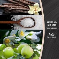 WoodWick Geurkaars Medium Vanilla & Sea Salt - 11 cm / ø 10 cm - Geurkaars in Glas - Houten Lont - thumbnail