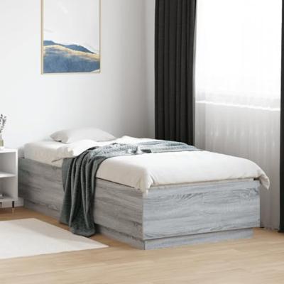 Bedframe met LED-verlichting grijs sonoma eikenkleurig 90x200cm
