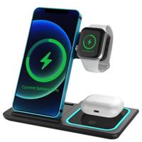 3-in-1 Qi draadloos oplaadstation voor smartphone, watch en oordopjes - thumbnail