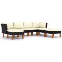 7-delige Loungeset met kussens poly rattan zwart - thumbnail