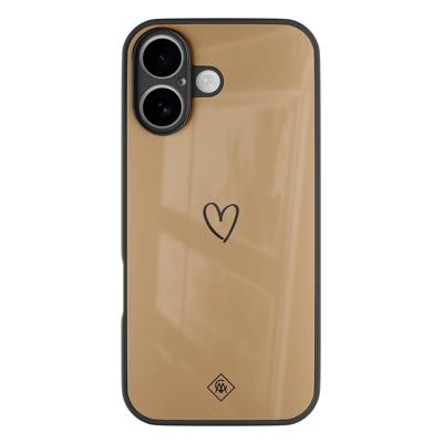 iPhone 16 glazen hardcase - Hart bruin