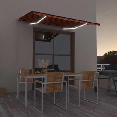 Luifel handmatig uittrekbaar met LED 350x250 cm oranje en bruin Luifel handmatig uittrekbaar met LED 350x250 cm oranje en bruin