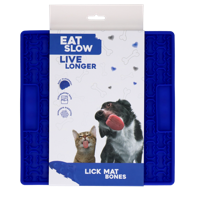 Eat Slow Live Longer Likmat - 21 x 21 cm - vierkant - snuffelmat - anti-snuffelmat - slowfeeder - afleiding - honden en katten - voor smeermiddelen, brokken en snoep - botpatroon - thumbnail