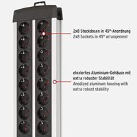 Brennenstuhl 1391000916 Stekkerdoos met schakelaar Zwart, Zilver Randaarde stekker 1 stuk(s) - thumbnail