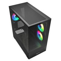 Sharkoon mk6 rgb mini tower behuizing (zwart | 2x usb-a | 1x usb-c | rgb | tempered glass) - thumbnail