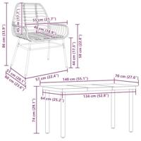 5-delige Tuinset poly rattan glas bruin - thumbnail