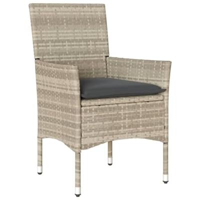 Tuinstoelen 2 st met kussens poly rattan lichtgrijs Tuinstoelen 2 st met kussens poly rattan lichtgrijs