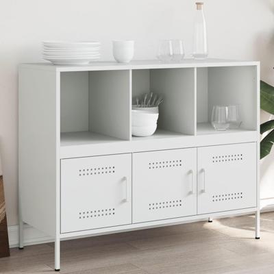 Dressoir 100,5x39x79 cm staal wit