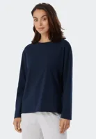 Los pyjamashirt lange mouw - Mix & Relax - Katoenen pyjamashirt donkerblauw - thumbnail