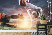 Fotobehang - Voetbal wedstrijd, te koop in 11 maten, Kinderkamer, inclusief behanglijm - thumbnail