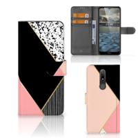 Nokia 2.4 | Book Case | Zwart Roze Vormen - thumbnail