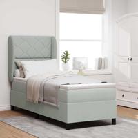 Boxspring bed met matras Lichtgrijs 80 x 200 cm Fluweel - thumbnail