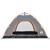 Tent 4-persoons snelontgrendeling grijs en oranje - thumbnail