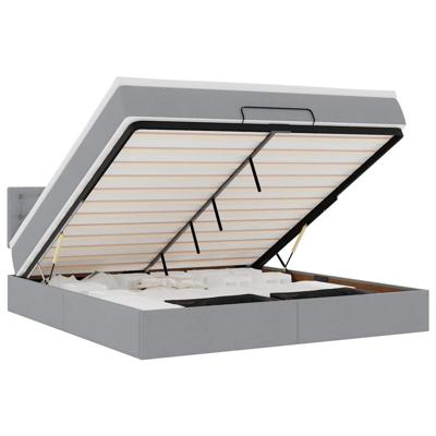 Ottoman bed met matras en LED's 120x190 cm stof lichtgrijs - thumbnail