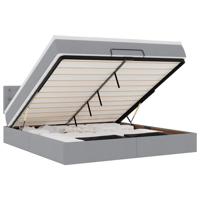 Ottoman bed met matras en LED's 90x190cm stof lichtgrijs - thumbnail