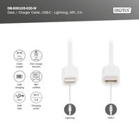 Digitus Mobiele telefoon, Apple iPad/iPhone/iPod, Laptop Laadkabel [1x - 1x Lightning] 2 m - thumbnail