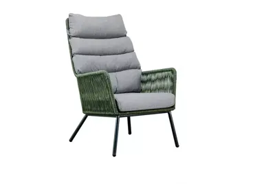 Faros lounge chair Green Rope incl. zit- and rug kussen Faros lounge chair Green Rope incl. zit- and rug kussen