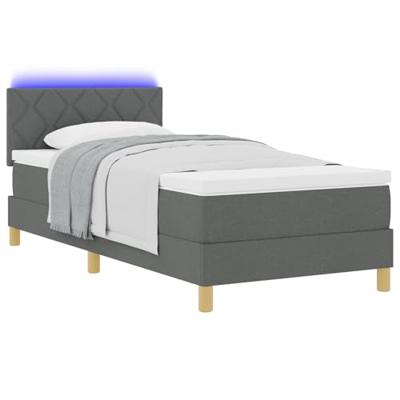 Boxspring Bed met Matras & LED Donkergrijs 100x200 cm Stof