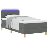 Boxspring Bed met Matras & LED Donkergrijs 100x200 cm Stof - thumbnail